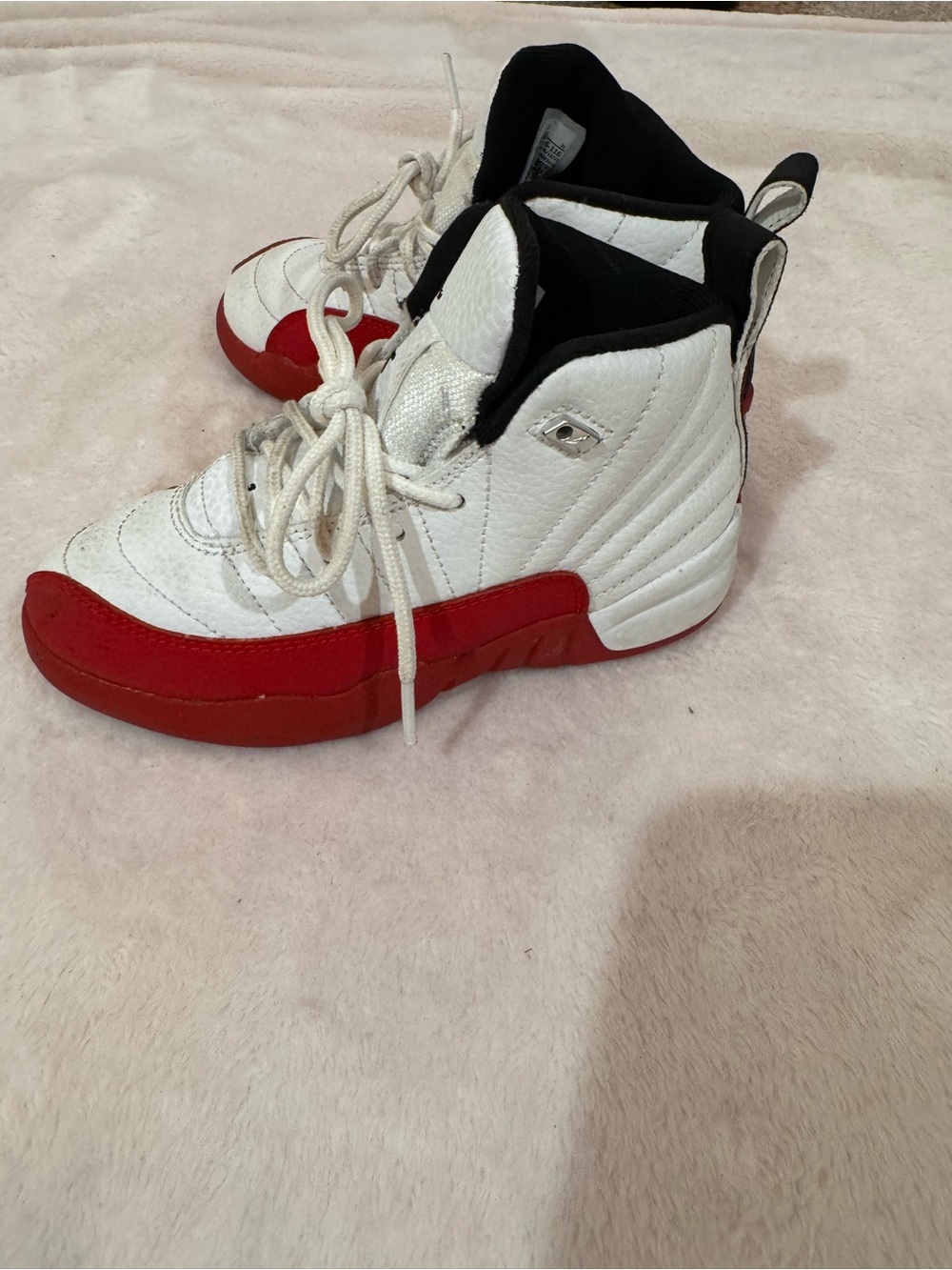 Jordan Kids White and Red High-Top Sneakers